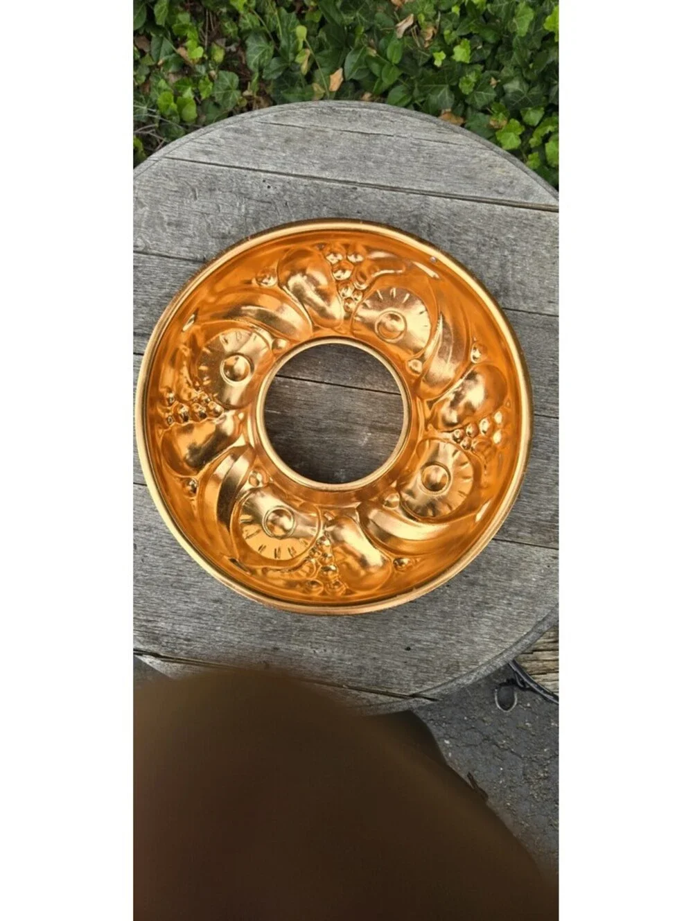 Vintage Copper Tone Fruit Wreath Cake Jello Mold Wall Hanging Decor 13